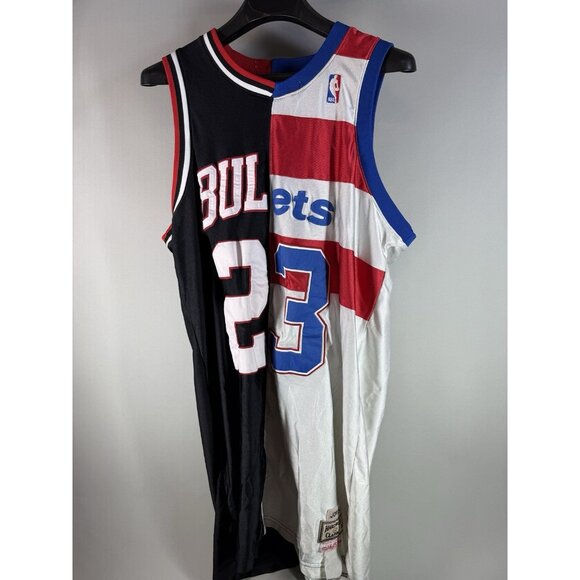 Mitchell And Ness Hardwood MICHAEL JORDAN Bulls/Bullets 23 Split Jersey SZ XL - Picture 1 of 12
